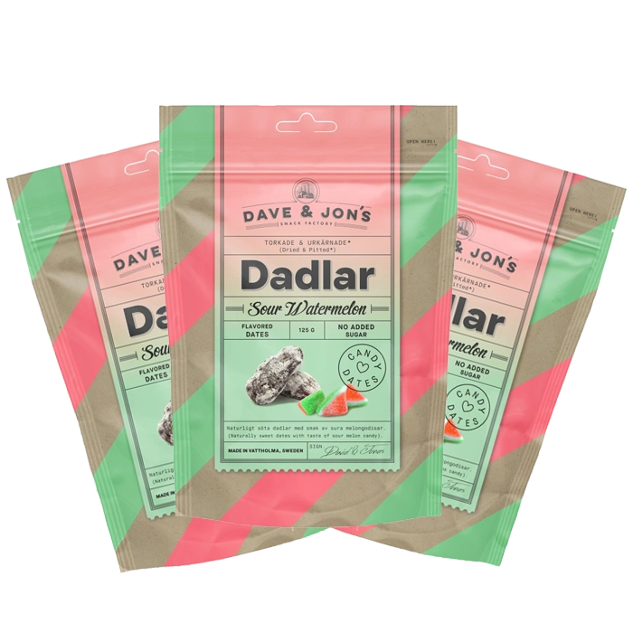 Dave & Jons Dadlar Sour Watermelon 125g x 3st