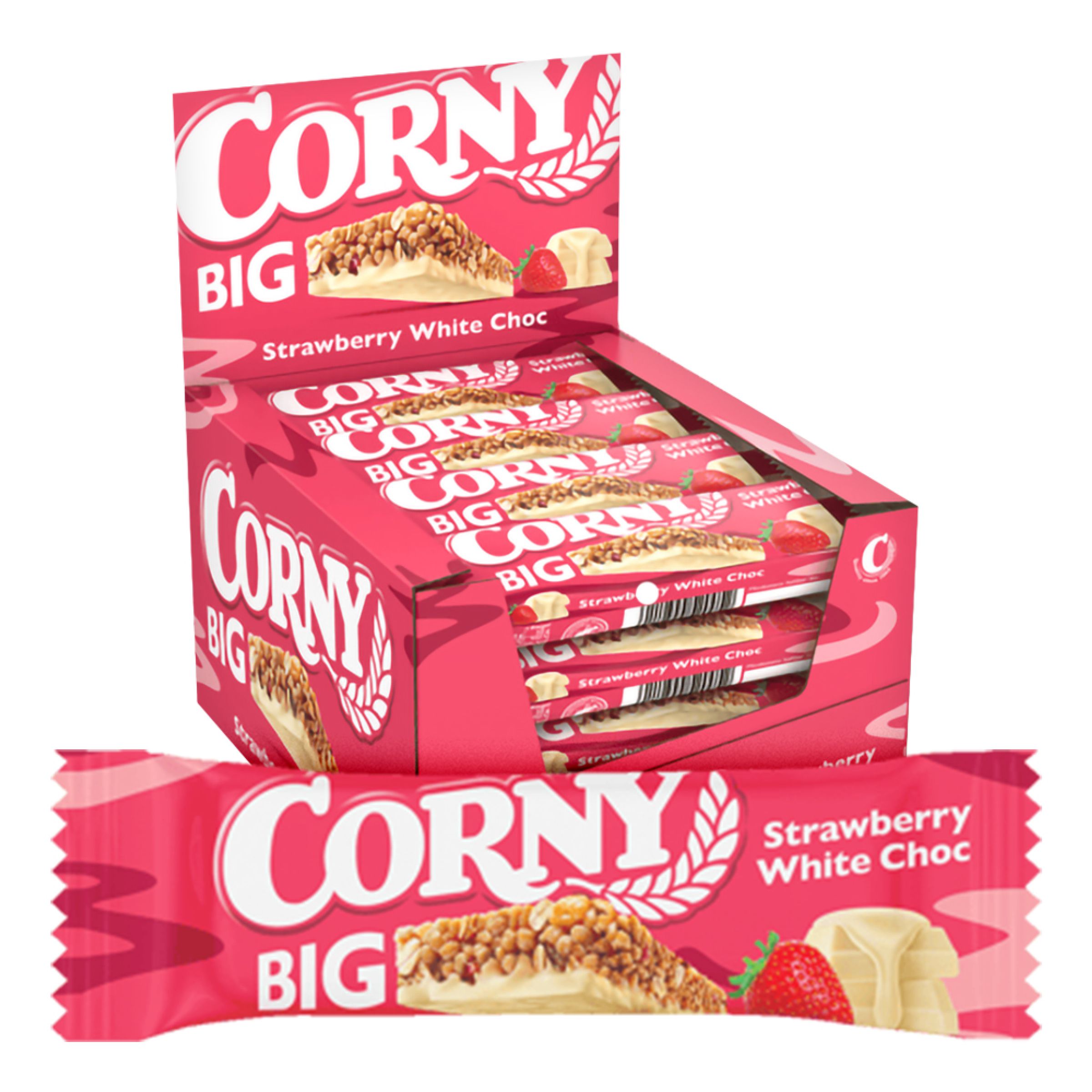 Corny Big Strawberry White Chocolate Storpack - 24-pack