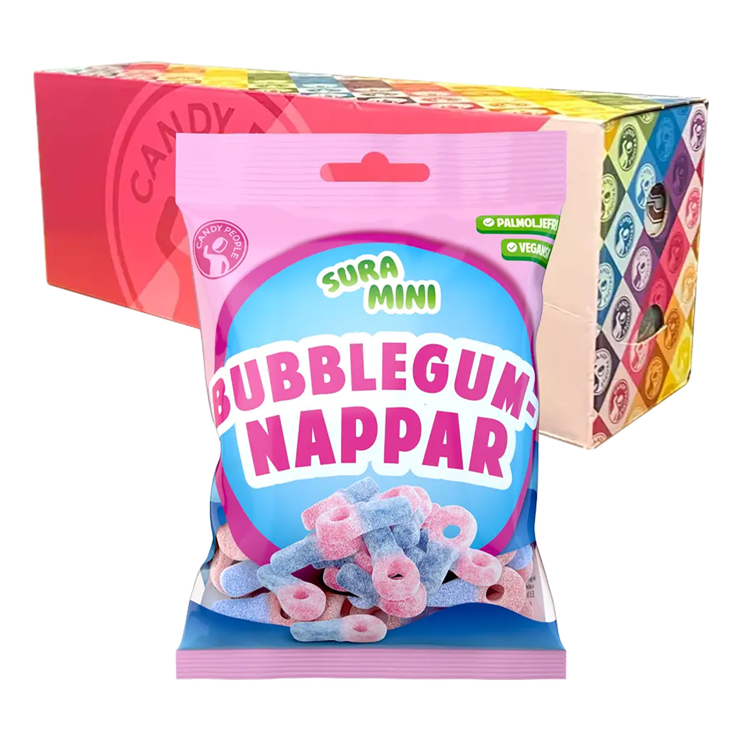 Sura Mini Bubblegumnappar Storpack - 18-pack
