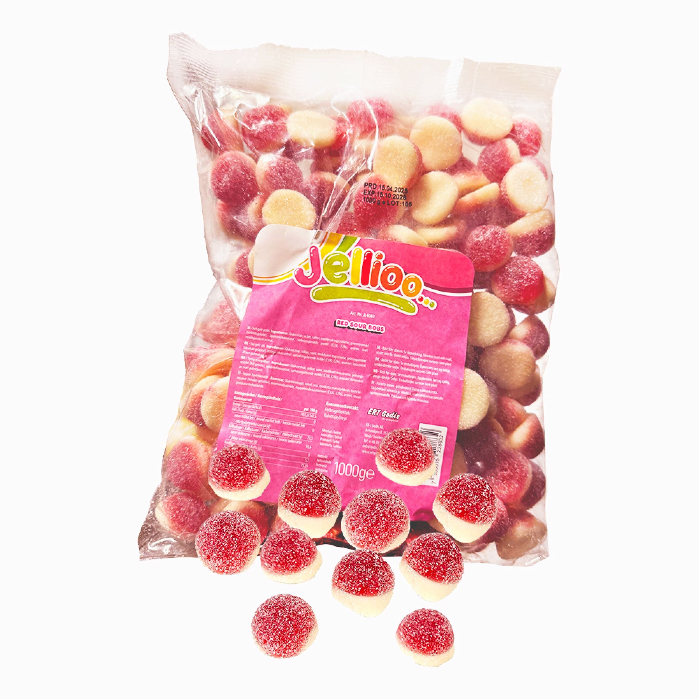 Jellioo Red Sour Bobs Storpack - 1 kg