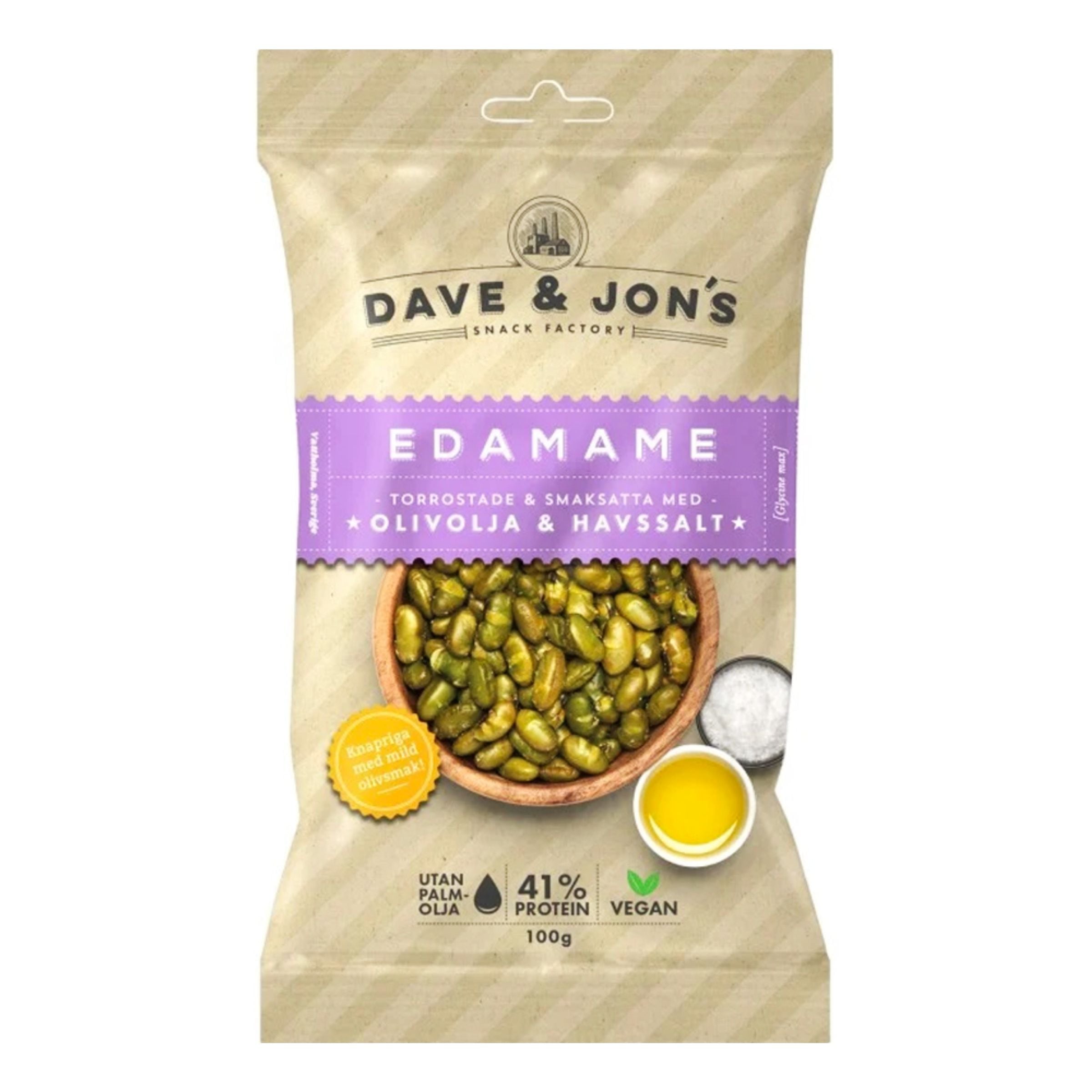 Dave & Jons Rostade Edamame Olivolja & Havssalt - 100 g