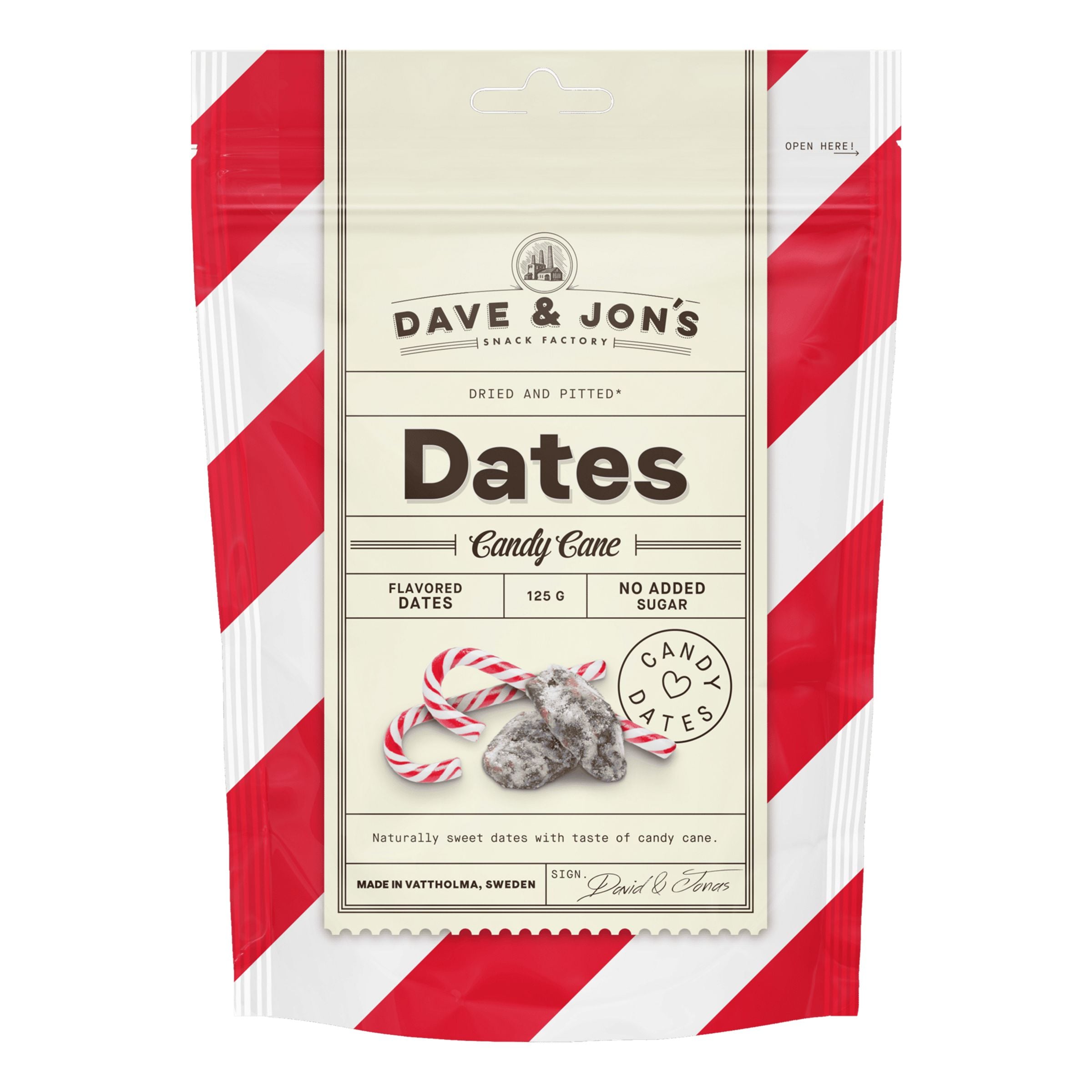 Dave & Jons Dadlar Candy Cane - 125 g