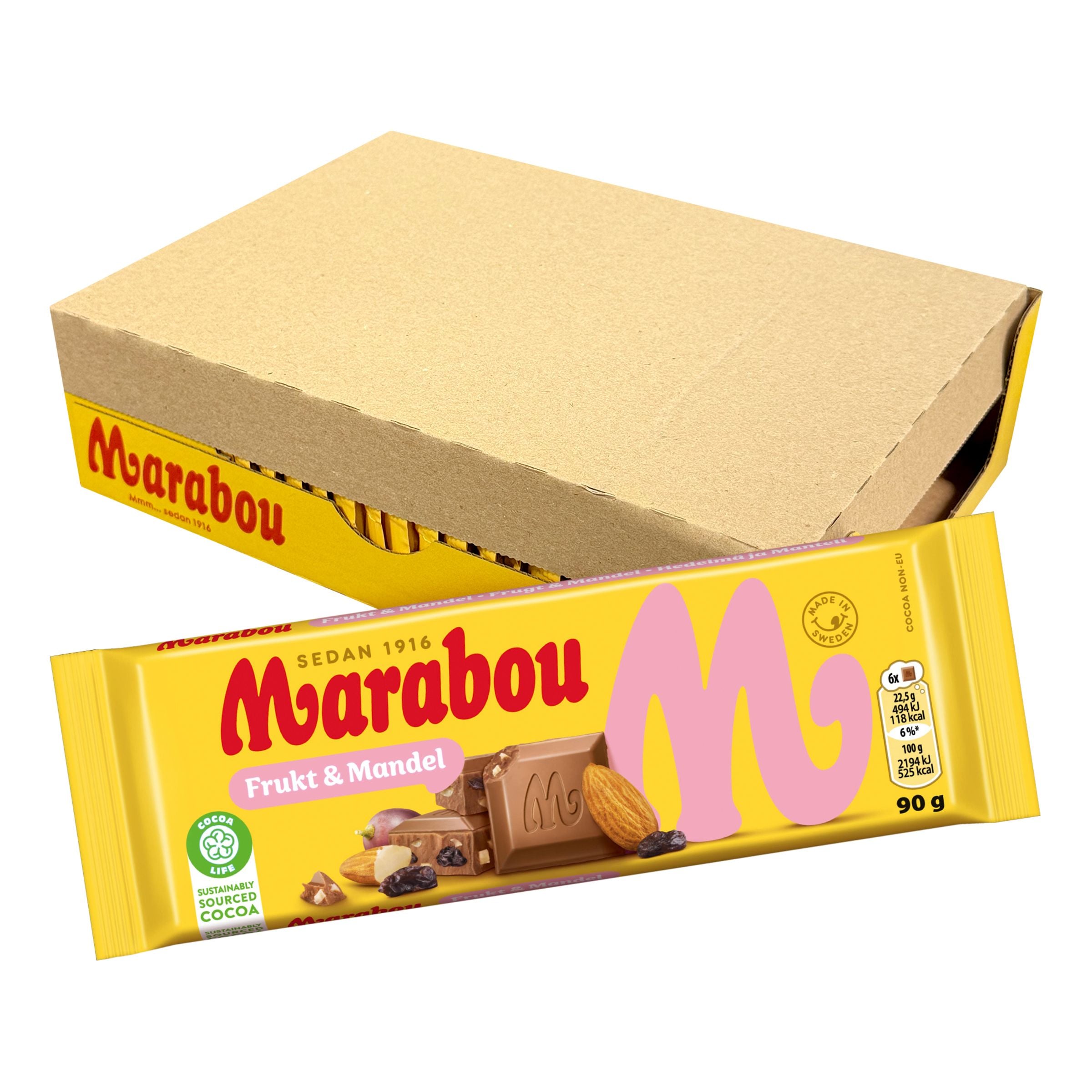 Marabou Frukt & Mandel Chokladkakor Storpack - 24 x 90 g